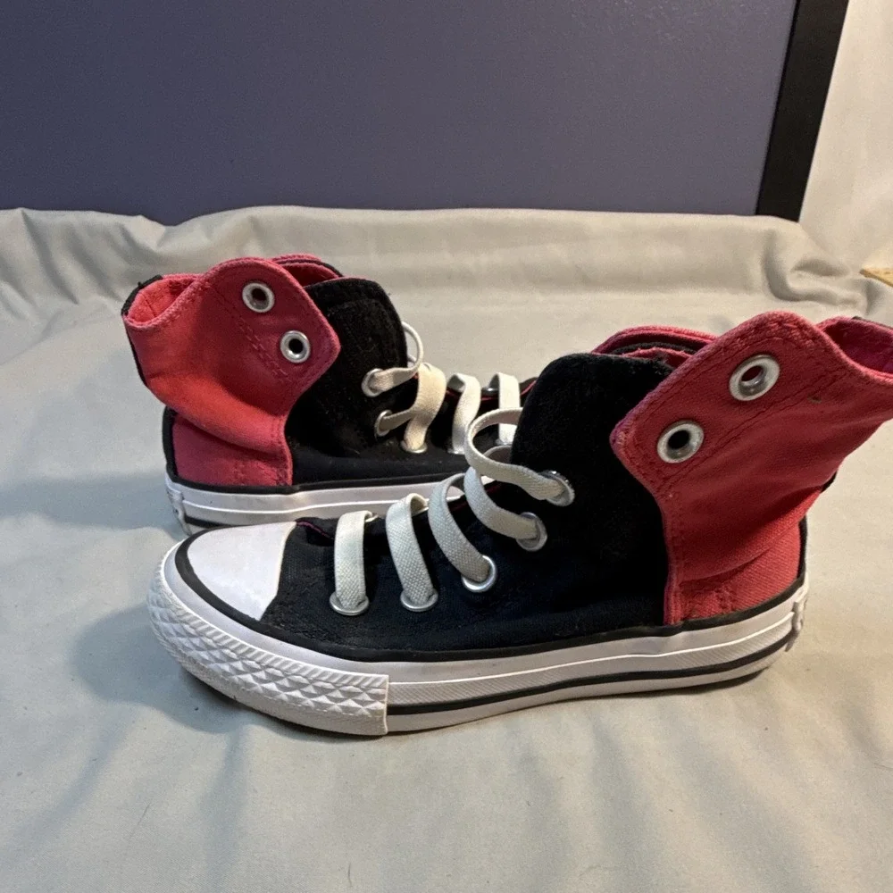 Converse Chuck Taylor All Star Kids High Top Canvas Sneakers Black/Red/White 11